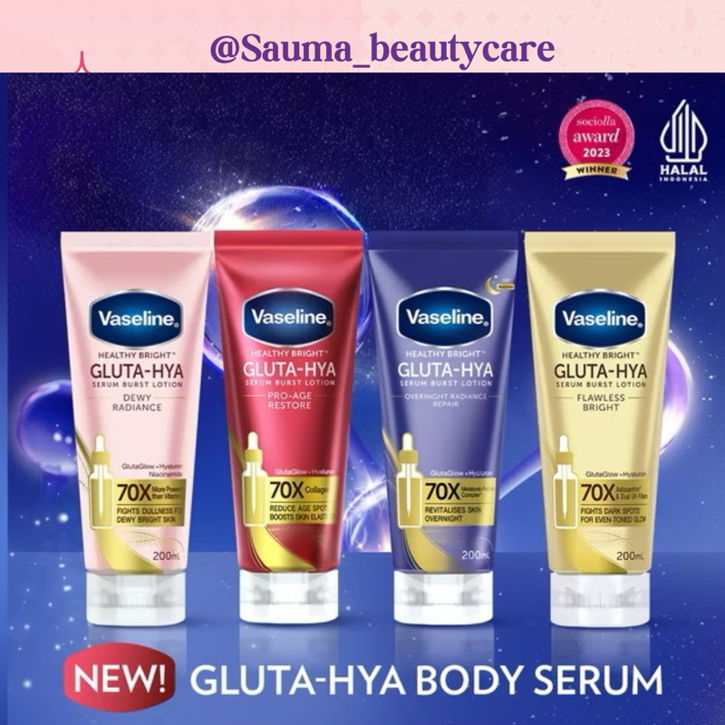 vaseline vaselin gluta hya 70x body lotion hanbody vaseline 200ml serum lotion dewy radiance overnig