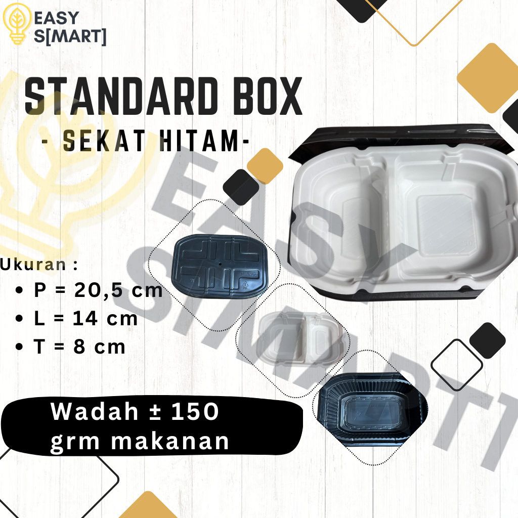 Standard Box Sekat Hitam/Kotak Pemanas Plastik Thermal Untuk Traveling Tanpa Kompor/ Kotak Makan The