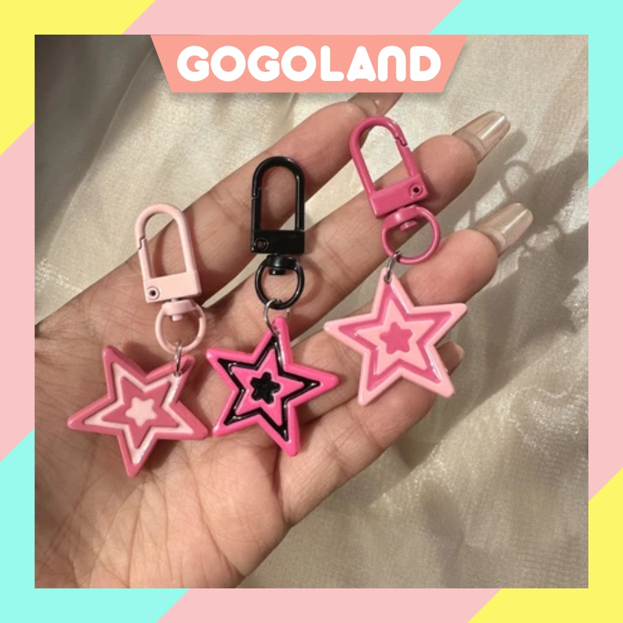GOGOLAND Gantungan Kunci Bintang Y2K Korea Gaya Warna-warni Kiontin Tas Sekolah Steve Rose Pink Keyc