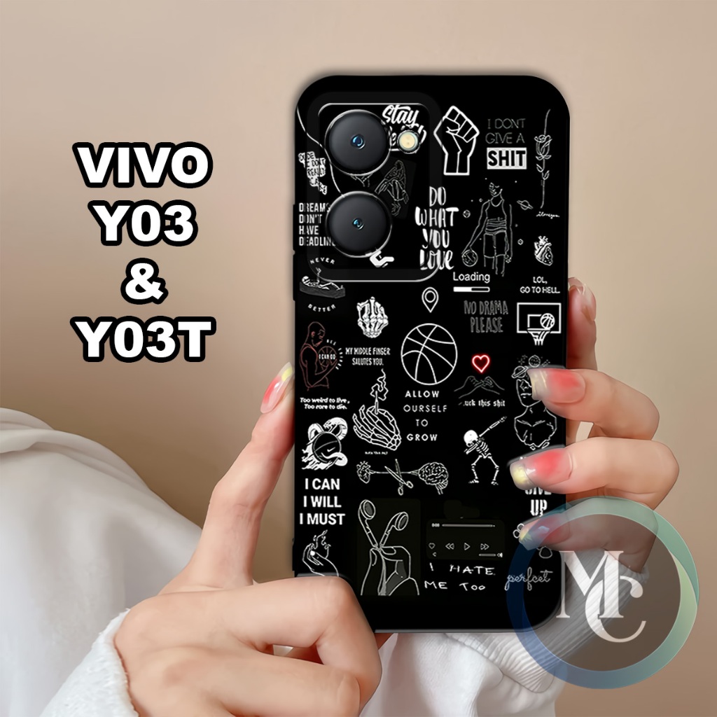 CC26/ Softcase karet lentur untuk Vivo Y03 dan Vivo Y03T/Motif aesthetic/case Vivo Y03/kesing Vivo Y