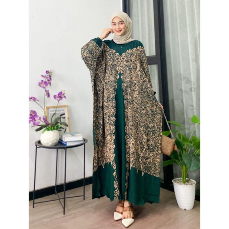 KAFTAN MEWAH JUMBO GAMIS RAYON PREMIUM JUMBO BUSUI BAJU MUSLIM WANITA LD 170