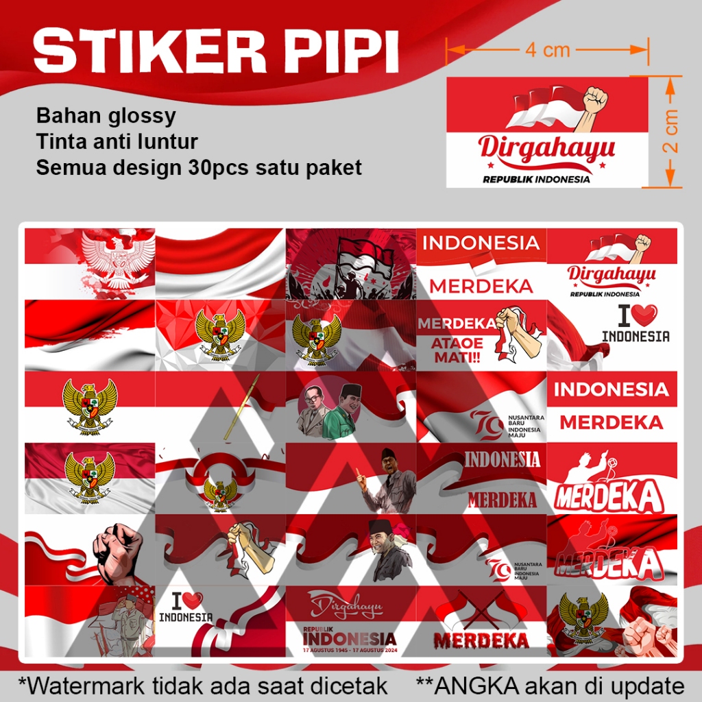 

[30pcs] Stiker Pipi MERAH PUTIH Republik Indonesia