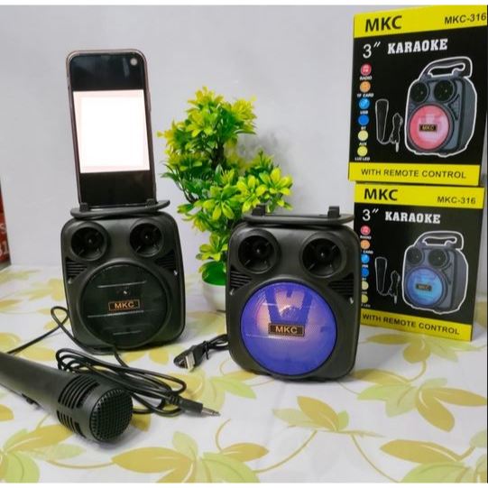 Speaker wireless bluetooth spiker karaoke MKC 316 Portable plus mic
