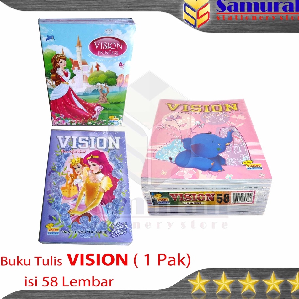 

KODE YJJWY Buku Tulis Sekolah Vision 58 Lembar Buku Ukuran Quarto 58lbr Buku Tulis TK SD SMP Murah 6 gsm