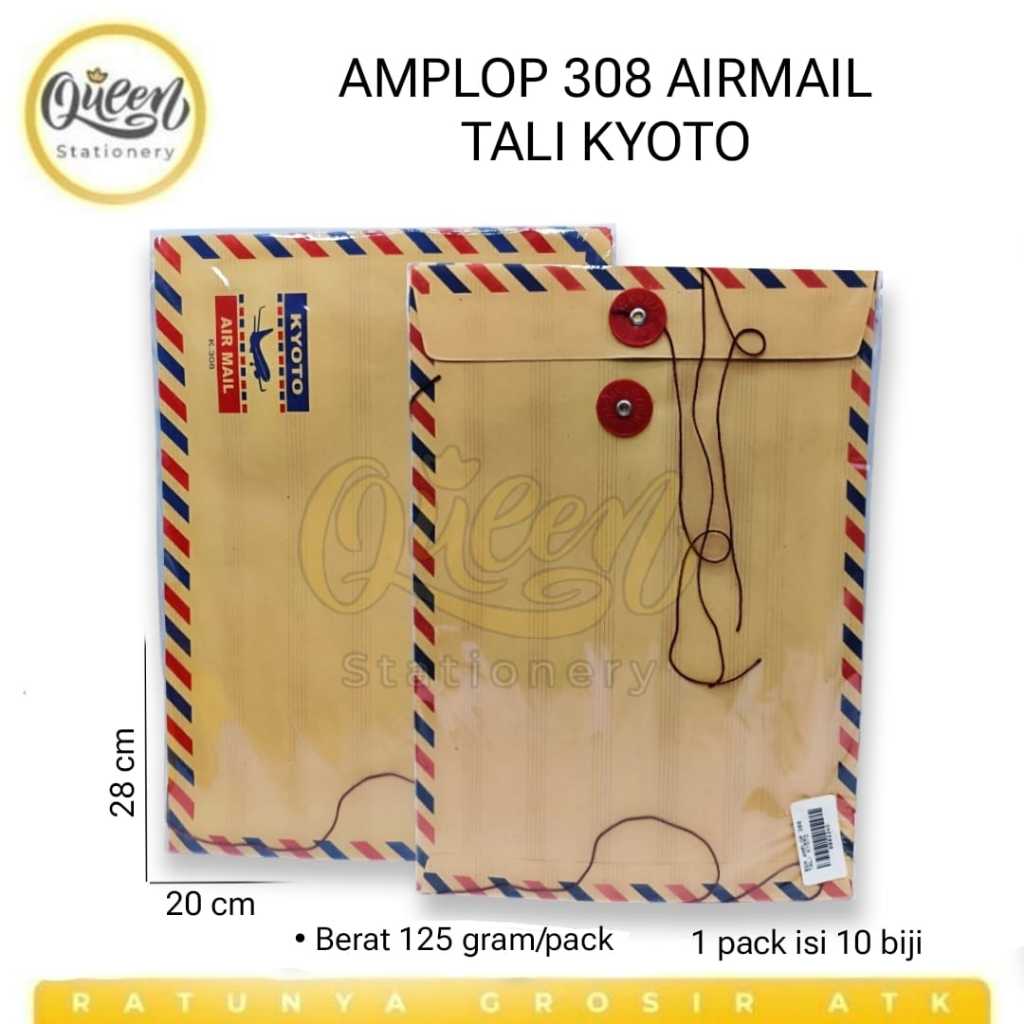 

1 PACK (10 LEMBAR) AMPLOP TALI 308 KYOTO / MAP COKLAT AIRMAIL / AMPLOP COKLAT (010419)