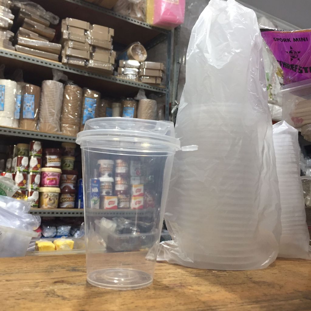 Cup Injection 25pcs 360ml, 400ml SAMA TUTUP Gelas Inject 14oz dan 12oz Cup PP Injection