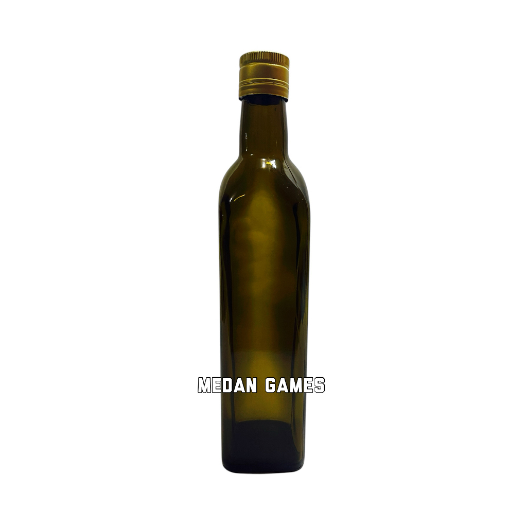 Botol kaca olive oil 500 ml Segi Petak Coklat + Bubble Wrap Botol minyak syrup - pourer ROPP cap