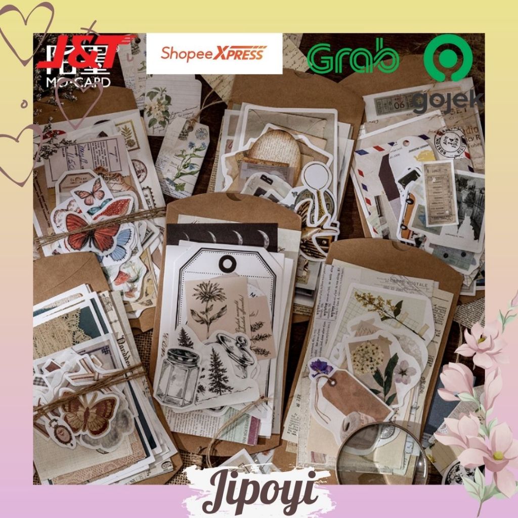 

30pcs Paper Art Set Dekor DIY Sticker Retro Vintage Craft Scrapbook Bujo Journal Jurnal Aesthetic