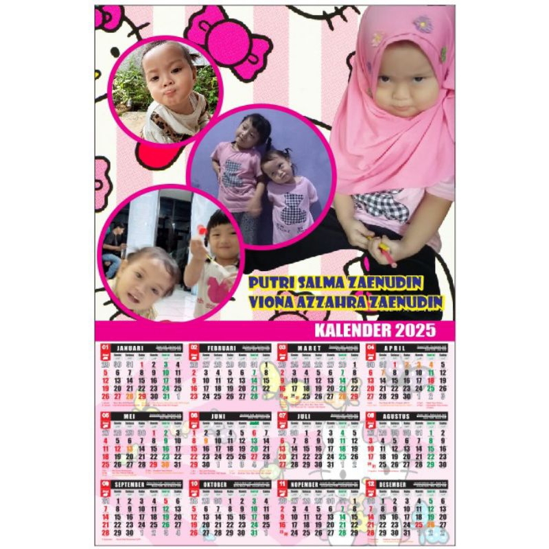 

Kalender dinding karakter custom foto free desain art karton 260 GSM