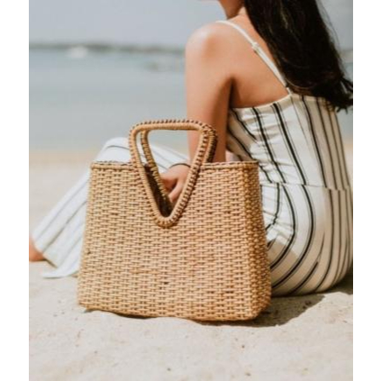 Dasancermen Tas jinjing tangan wanita Rotan Keranjang Jepara Rattan Basket Bag  Rattan Basket women'