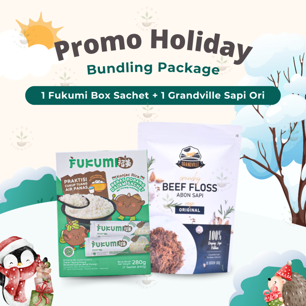 

Paket Bundling Fukumi Beras Porang Sehat Grandville Abon Ayam - Promo Holiday Alora