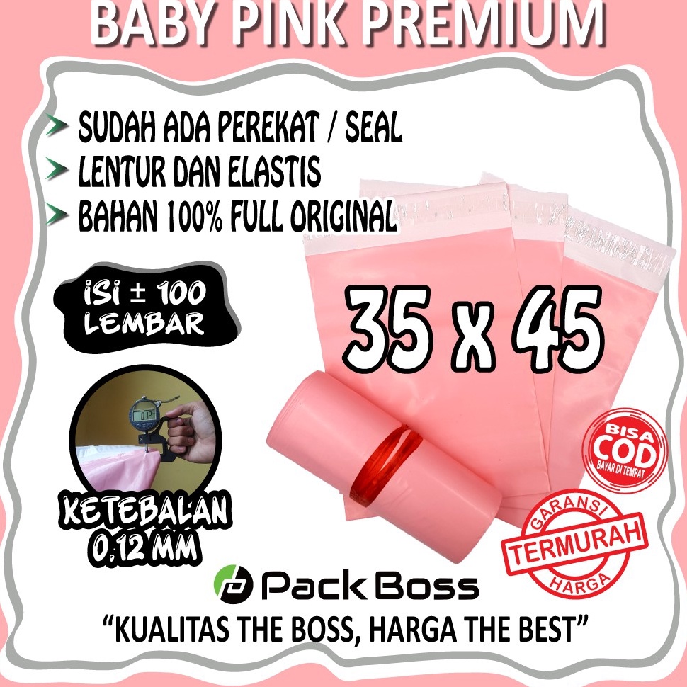 

KODE 8F7DO BABY PINK PREMIUM 35x45 POLYMAILER TEBAL GLOSSY HALUS LANGSUNG PABRIK KUALITAS PREMIUM PLASTIK JNE