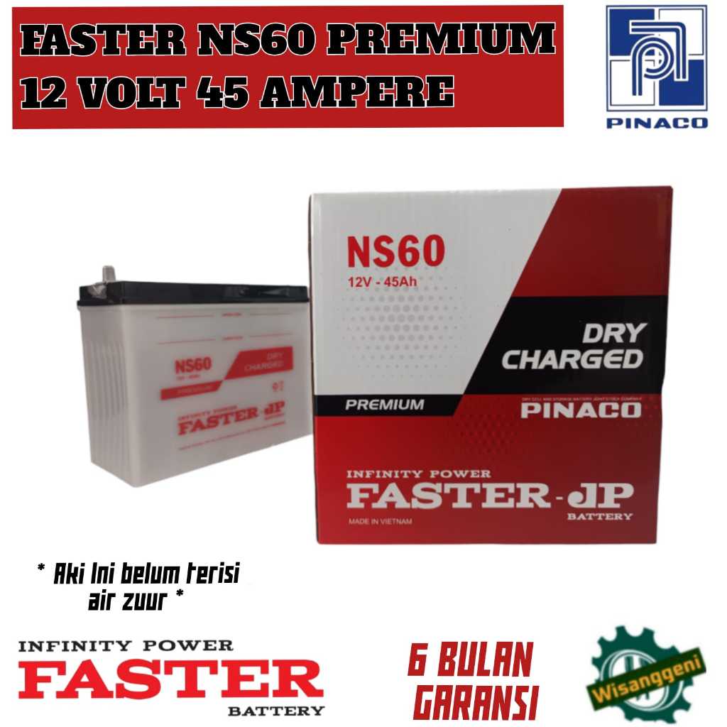 Aki Mobil Avanza/Terios/Rush/Taruna/Xenia/Katana/Escudo/APV FASTER NS60 PREMIUM 45 Ampere
