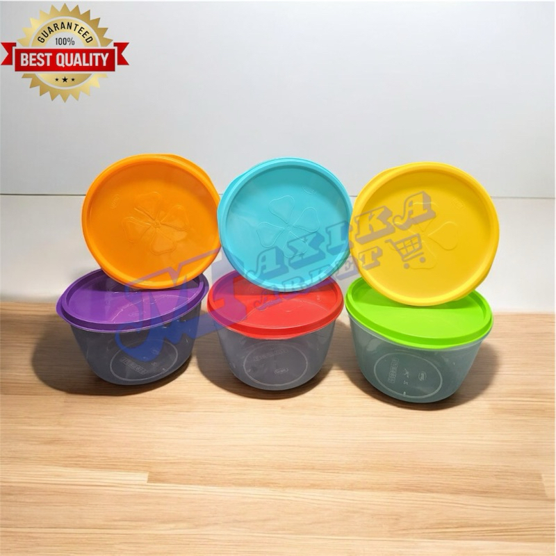 Toples Mangkok Plastik bening 2 Liter dengan tutup warna warni