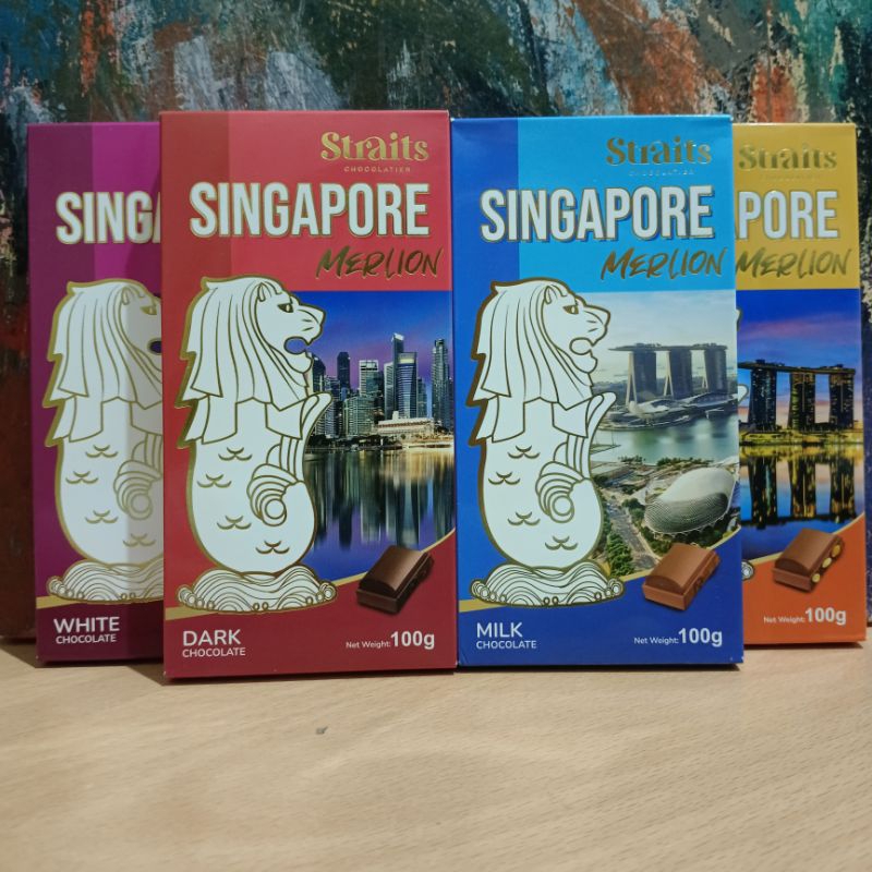 

Straits 100gr Chocolate Bar Singapore Merlion Rasa Milk Almond White Dark Coklat Batang Product of Malaysia