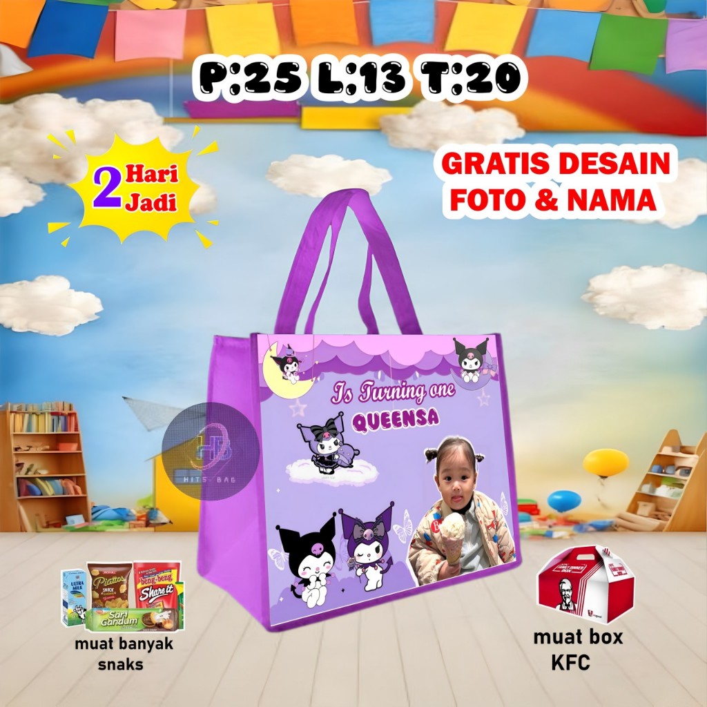 

Tas Ulang Tahun Landscape/Tas Ulang Tahun Custom/Tas Ulang Tahun/Tas Ultah Murah/Goodie Bag Landscape Custum/Tas custom murah/Tas anak murah/Tas ulang tahun custom nama/Goodie bag murah custom/Goodie bag souvenir murah/Tas ultah promo