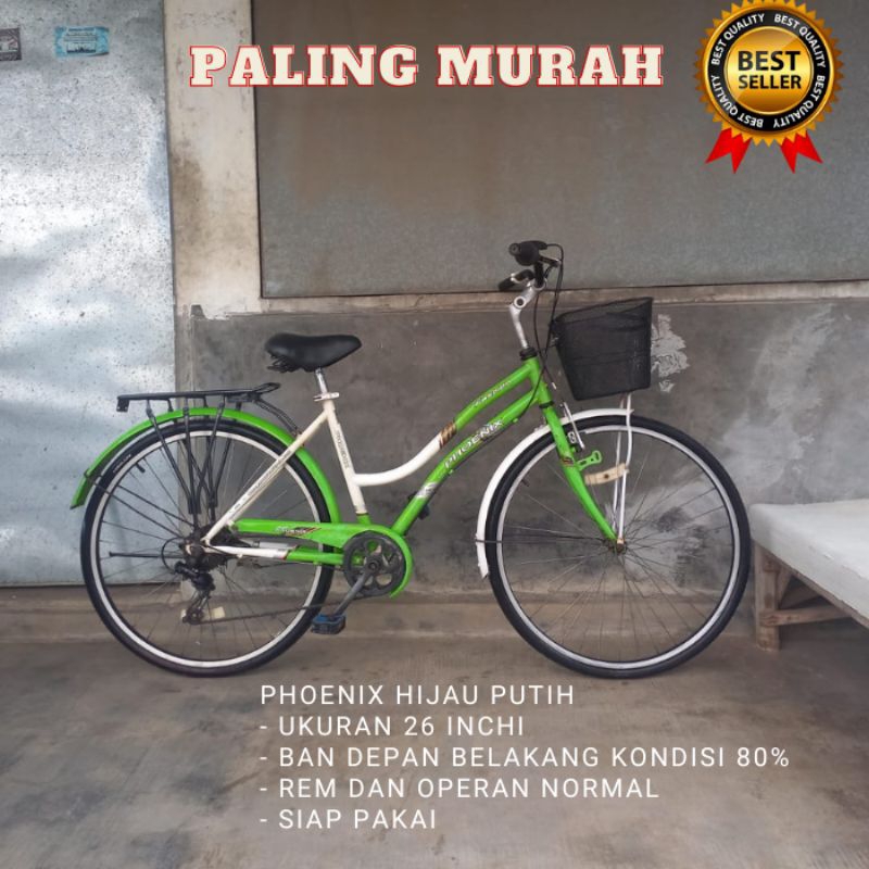 Sepeda wanita cewek perempuan keranjang dewasa ukuran 26 bekas siap pakai speda phoenix