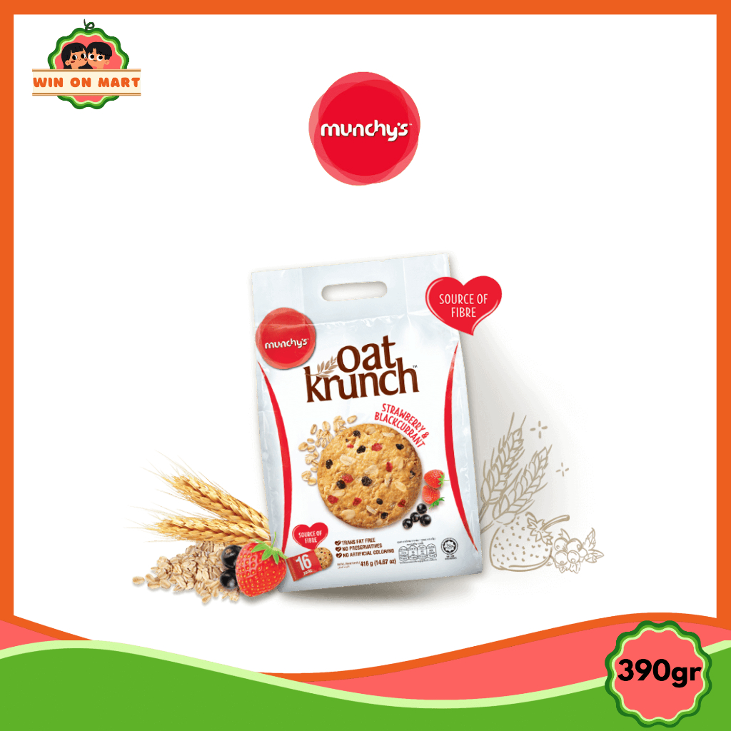Biskuit Munchy's Oat Krunch 390gr Stroberi Hazelnut Coklat Biskuit Gandum Oat Krunch