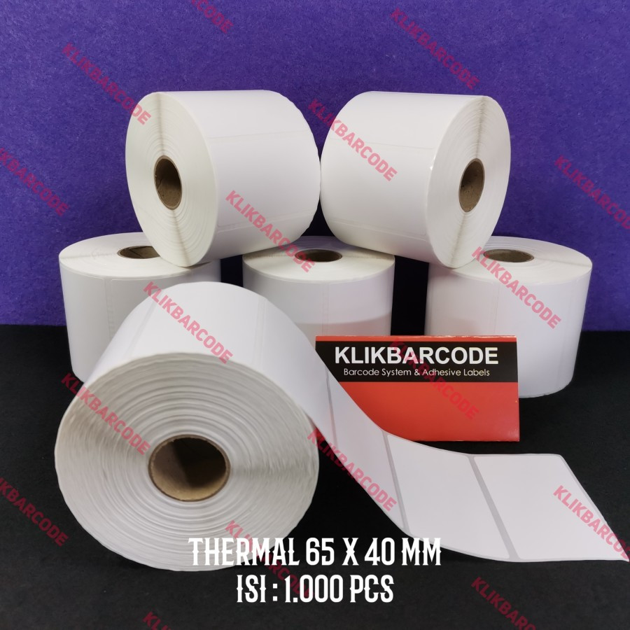 

Klikbarcode Label Direct Thermal 65x40 / 65 x 40 mm 1 Line Stiker Printer Barcode Core 1 Inch Isi 1000 Pcs