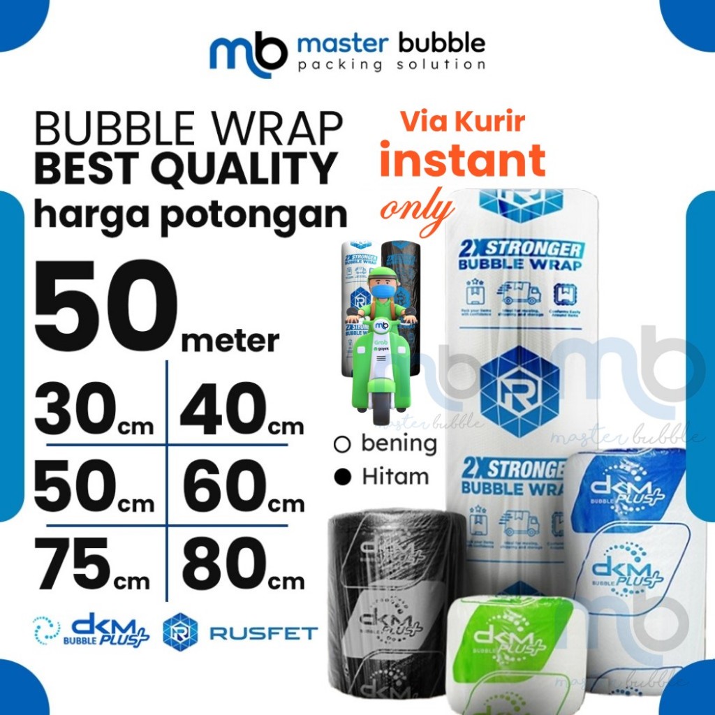 

Plastik Packing Bubble Wrap Potongan DKM Bening & Hitam 50meter / Pembungkus Paket Online Shop