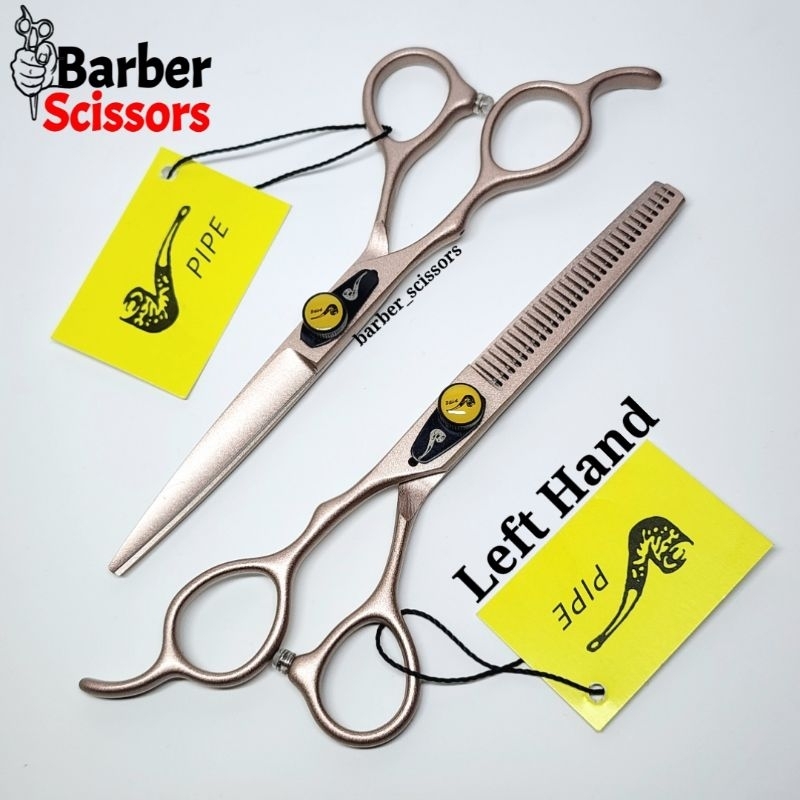 Gunting Rambut Kidal Pipe Profesional Barber Scissor Rosegold 6 inch