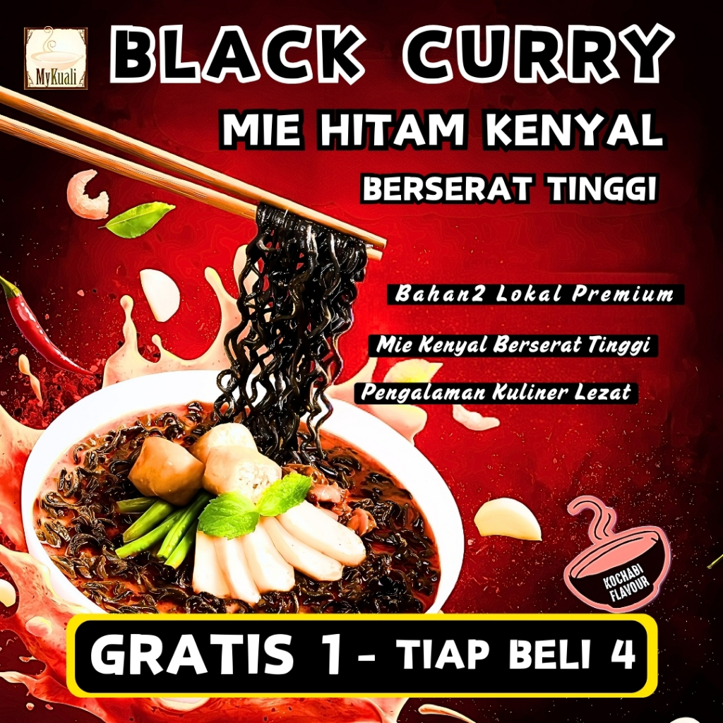 

MYKUALI BLACK CURRY Mie Hitam Import Premium dari Malaysia Tinggi Serat