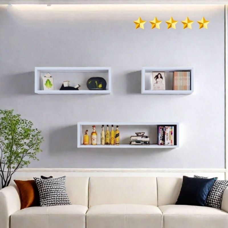 Rak Dinding Persegi Panjang Penyimpanan Buku Album Foto Pajangan Rak Serbaguna