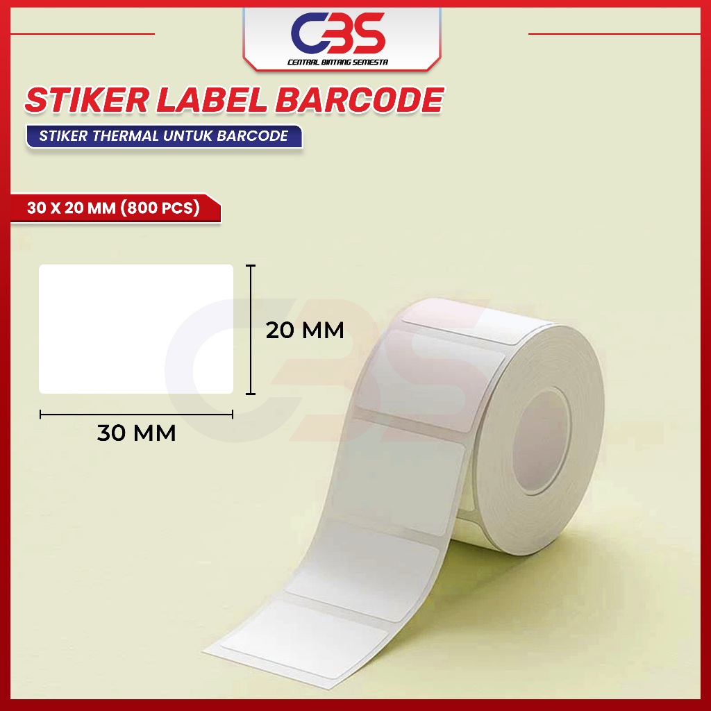 

DIRECT THERMAL STICKER [30x20 MM] [40x30 MM] KERTAS LABEL STIKER BARCODE 1 LINE 800 PCS