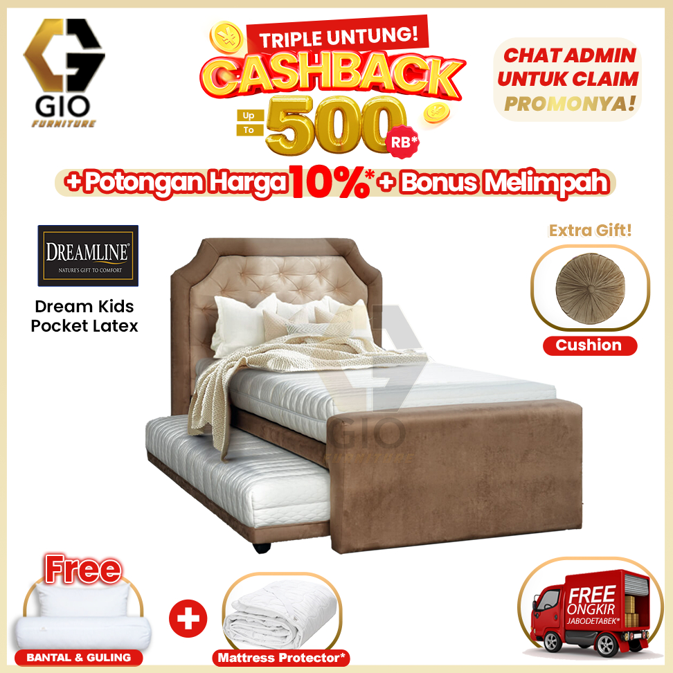 Kasur Dreamline Dreamkids Pocket Latex Dreamline Springbed  (Full set)