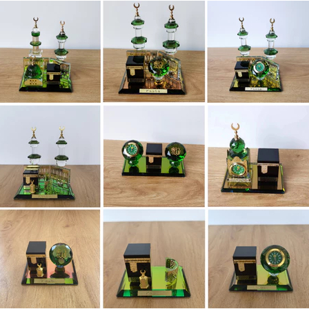 HSM Miniatur Kristal Kabah Menara Jam Tower Mekah / Ka'bah Menara Pajangan Meja kristal