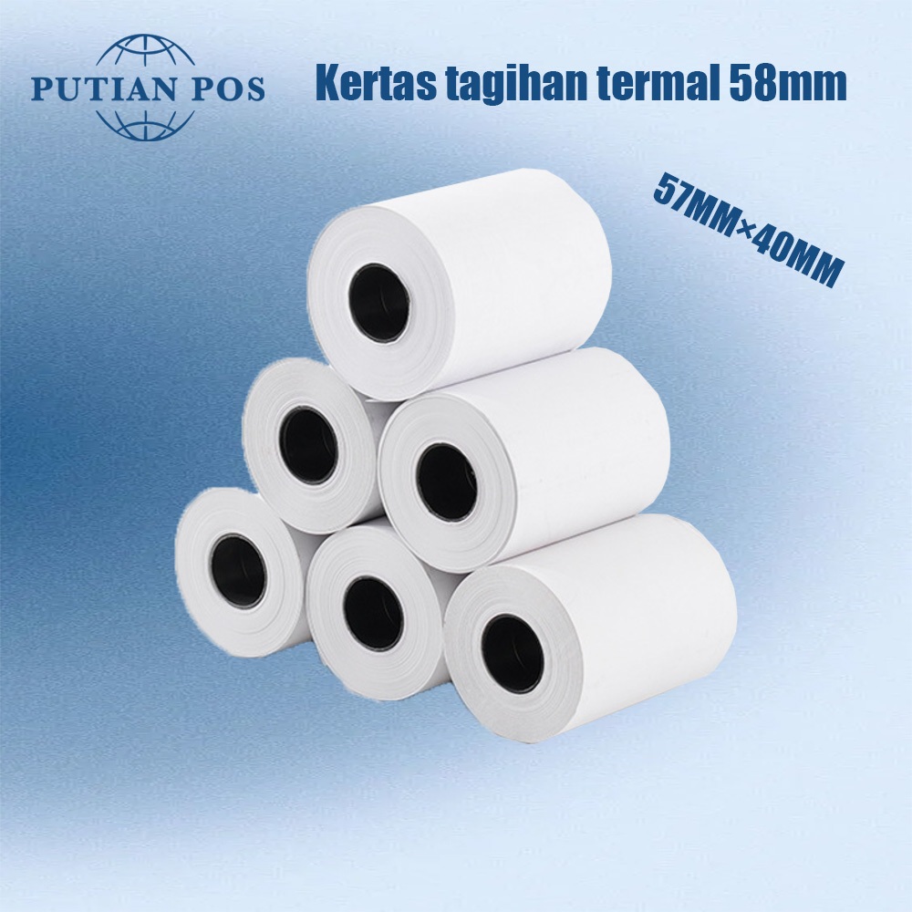 

Thermal Paper Roll 57×40 Thermal Bill Paper PUTIAN POS 10 Rolls/20 Rolls/30 Rolls/40 Rolls