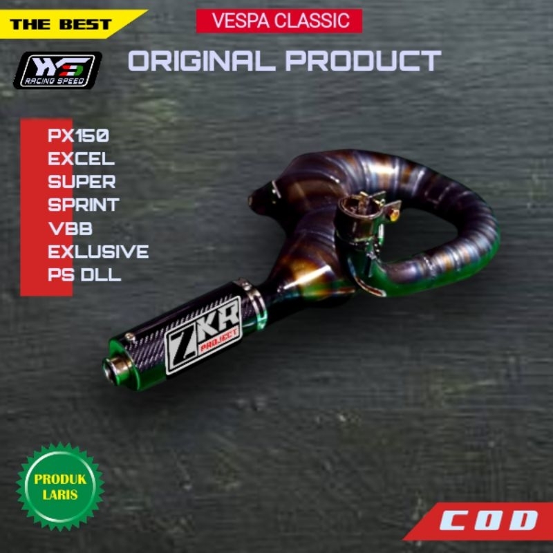 Knalpot vespa racing kolong kanan pendek px 150cc