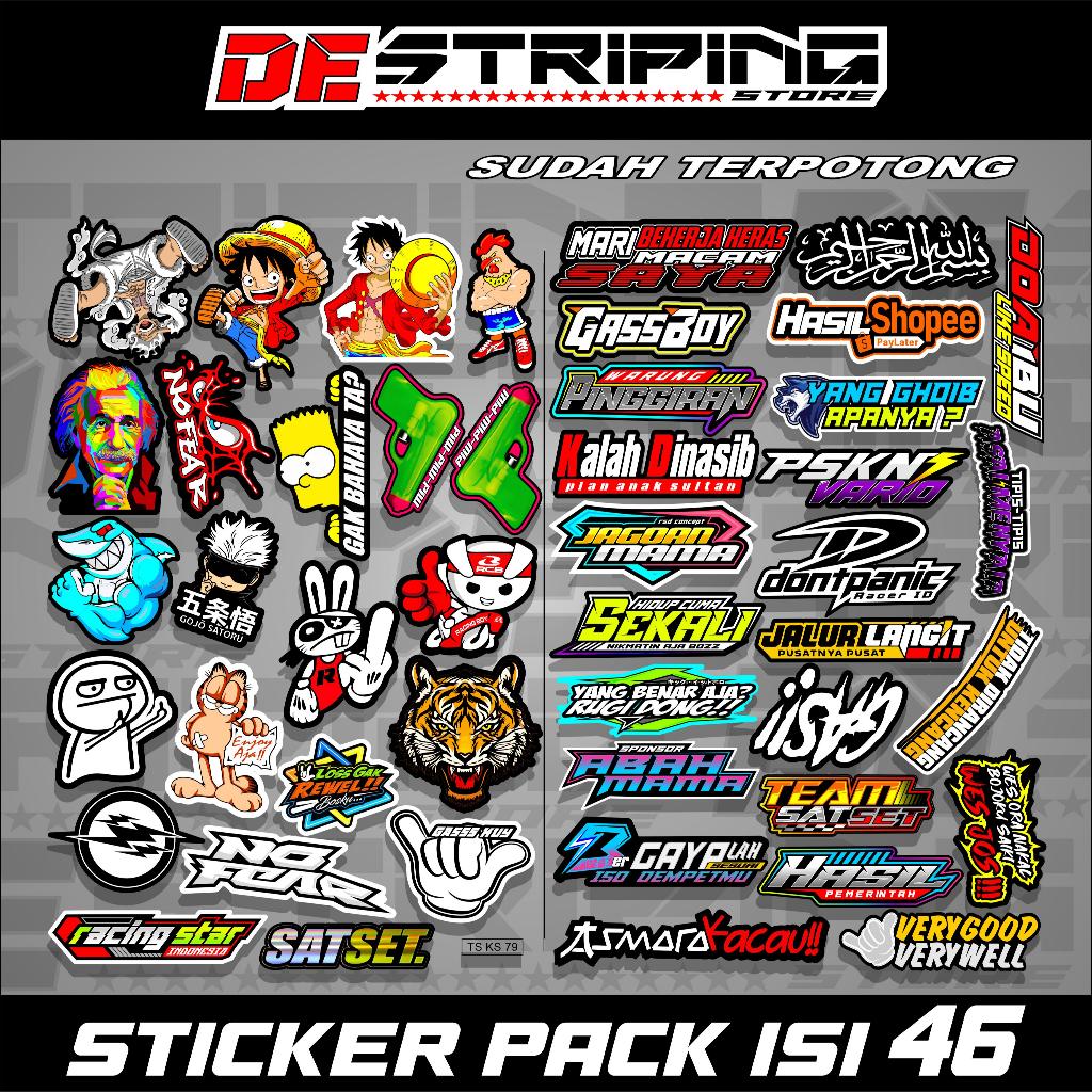 

Sticker Stiker sponsor racing kata kata lucu keren gokil dan karakter unik sticker pack isi 46 pcs sudah di cutting