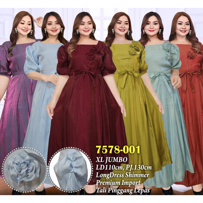 LD 110 long dress pesta brukat kombinasi baju natal 7389