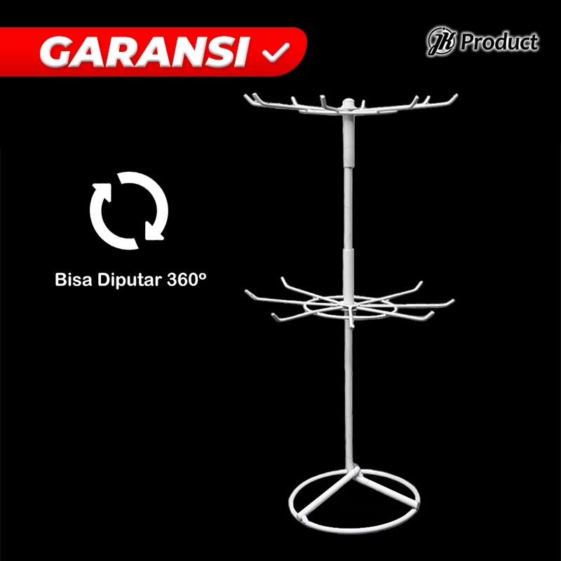Rak Display Gantungan Produk Aksesoris Hiasan Gantung 2 Susun Putar Jualan Toko