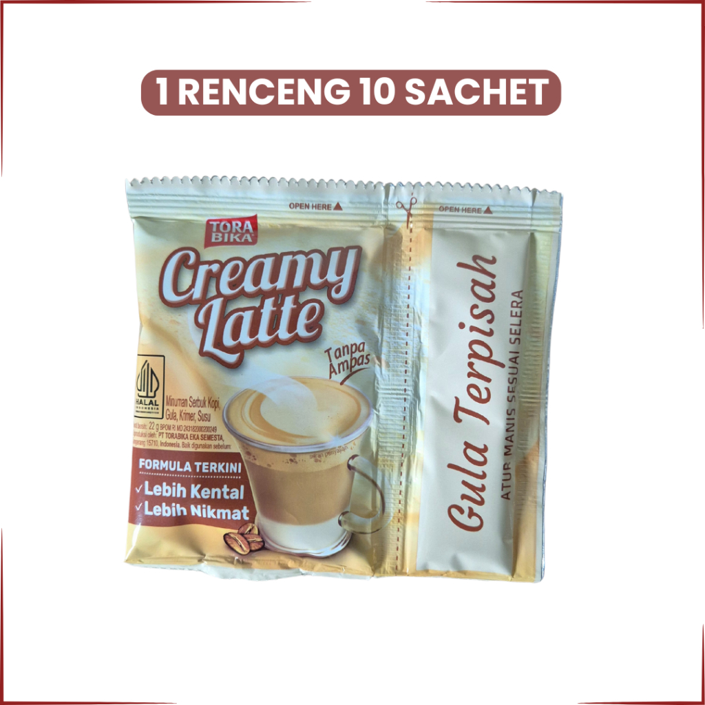 

Torabika Creamy Latte Gula Terpisah Kemasan Sachet Isi 10 Renceng