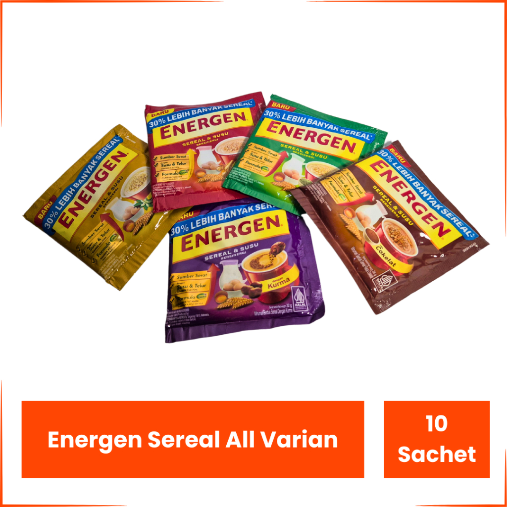 

Energen Sereal Renceng Isi 10 Sachet | Rasa Coklat | Jahe | Kurma | Vanila | Kacang Hijau