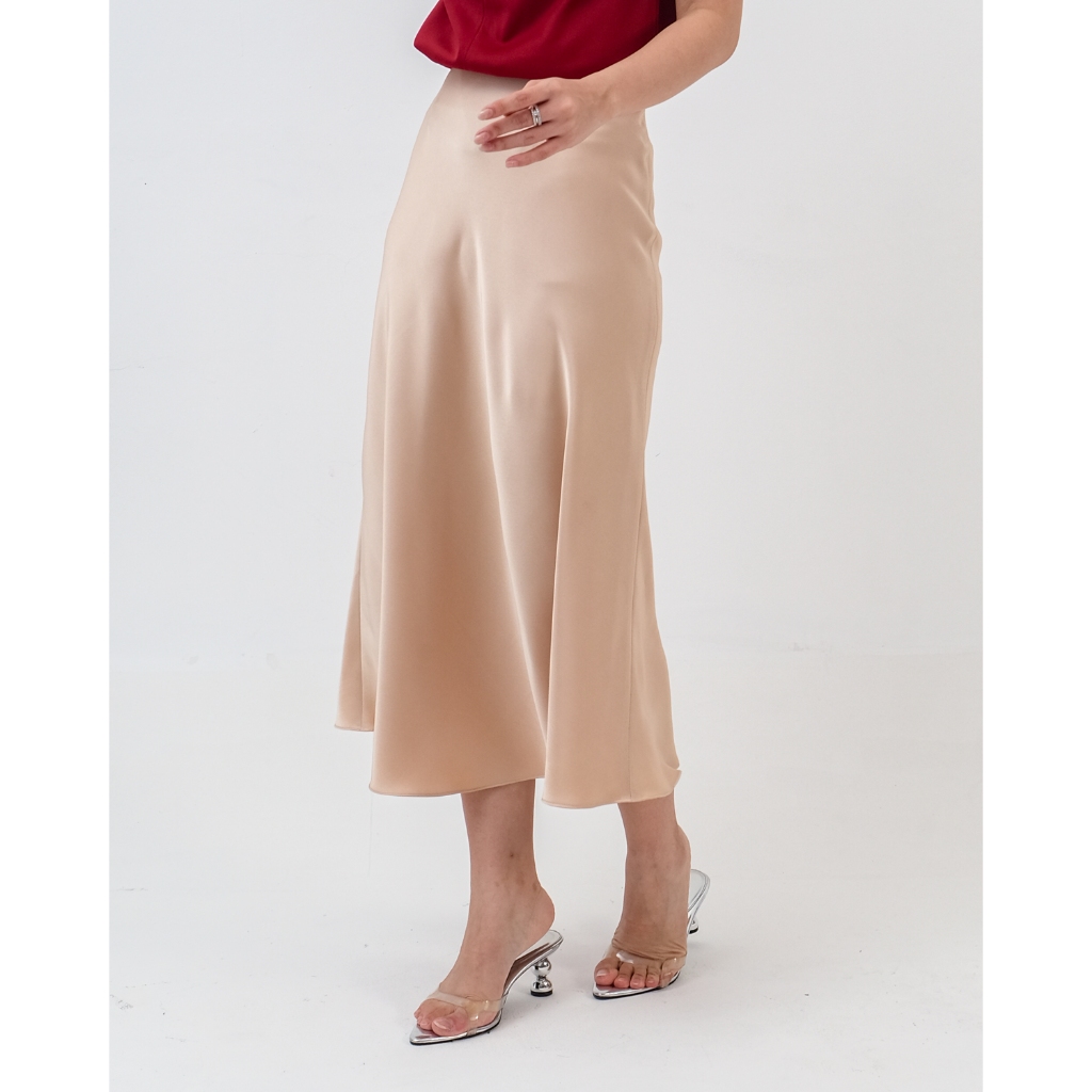 Beyoutiful - Abigail Satin Slip Skirt - Rok Wanita
