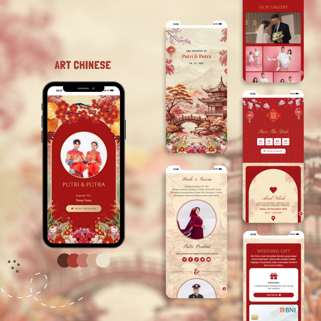 Undangan Digital Website Pernikahan Premium| Art Chinese