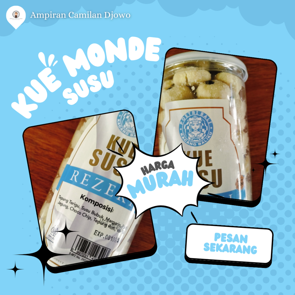 

RB22 Kue Susu / Kue KeringMondeSusu / Kue Kering Monde Susu Poetri Bali 500gr - Ampiran Camilan