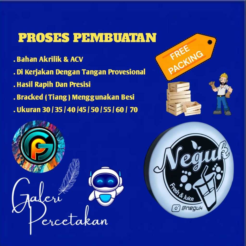 NEON BOX  CUSTOM 2 SISI ( SIAP PASANG ) CUSTOM Murah