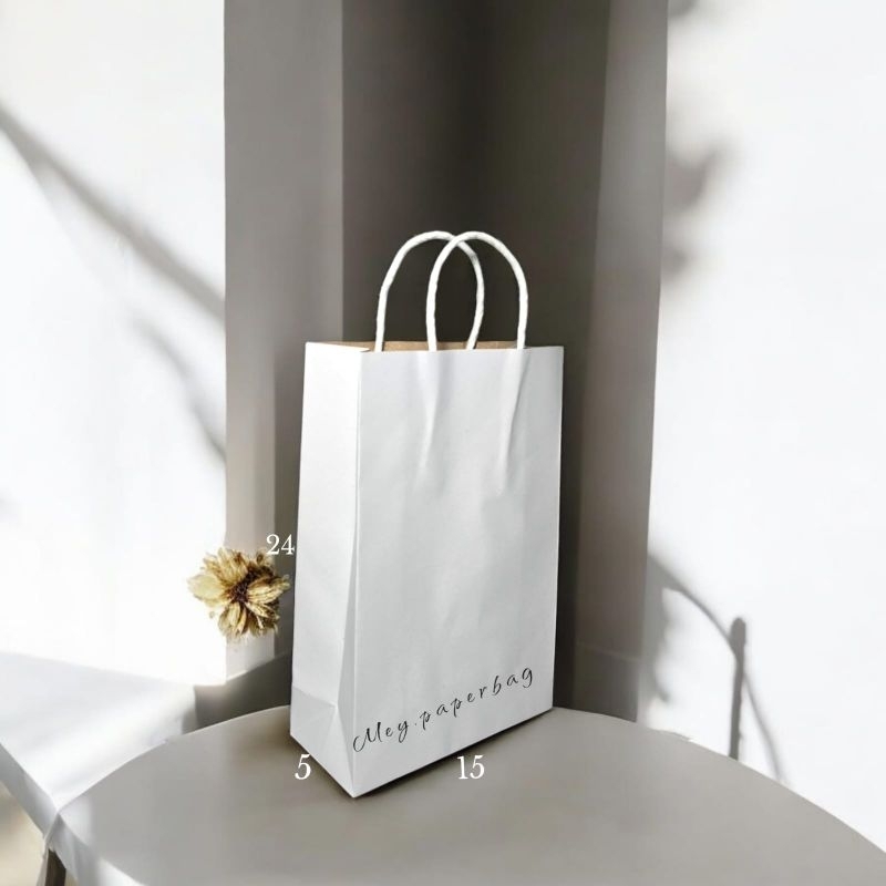 

Paper Bag Putih Size Small Tali Kertas Uk 15x5x24