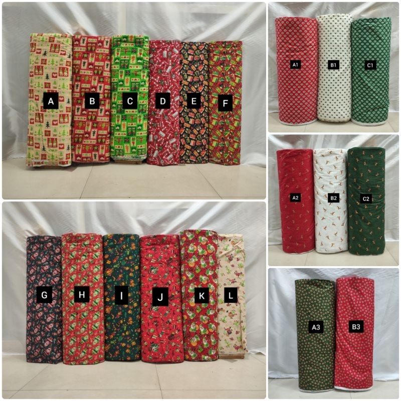 Kain Katun Jepang Motif Natal Christmas Sinterklas