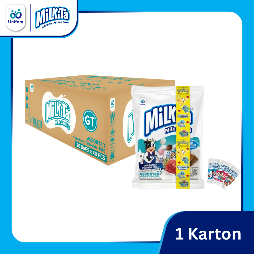 

1 Karton Milkita Permen Susu Mix Bag - Milk Candy 1 Bag (Isi 40Pcs) @2.8 Gram