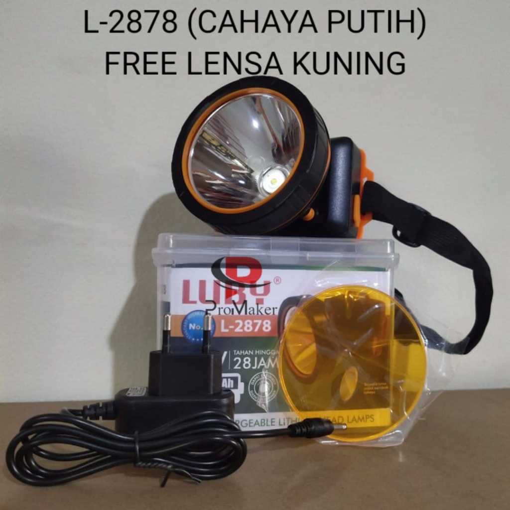 Senter Kepala Luby 15 Watt L-2878 LED Putih Recharge Waterproof Original