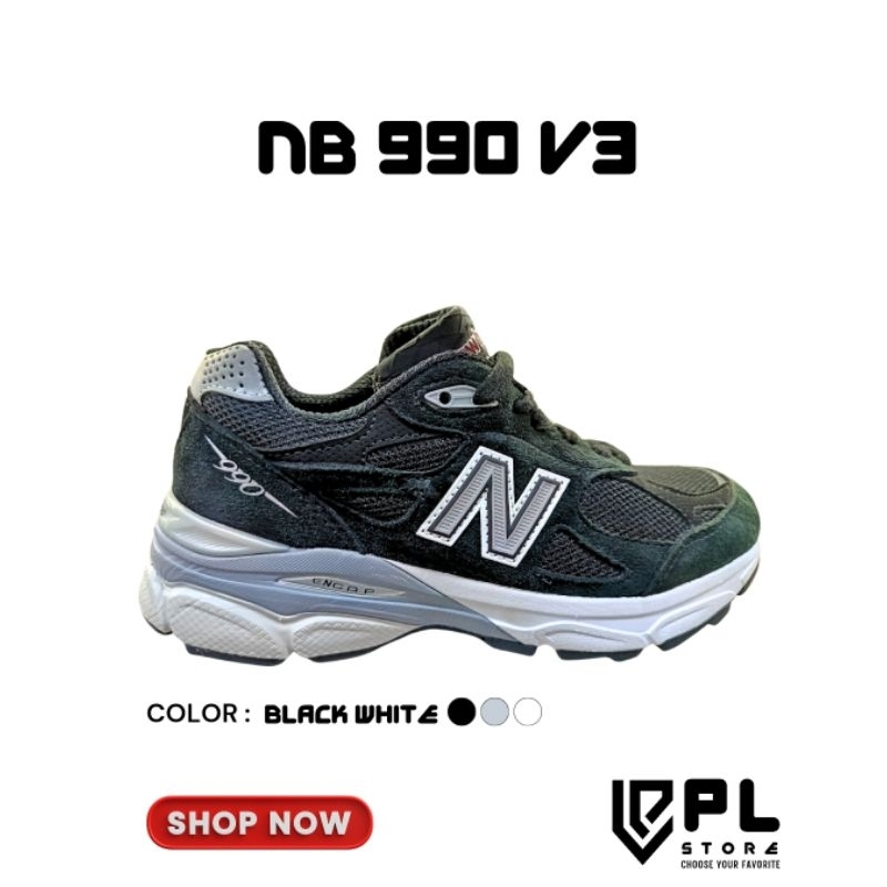 Sepatu Running NB 990 V3 Black White