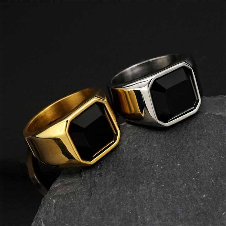 Cincin Obsidian Majesty Cincin Titanium Cincin Batu Hitam Style Cincin Pria