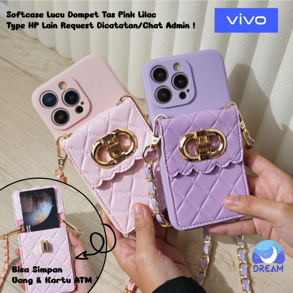 [DOMPET ND] SOFTCASE DOMPET WARNA NAGITA LUCU SLING BAG TALI RANTAI PANJANG For VIVO Y22 Y21S Y17S Y
