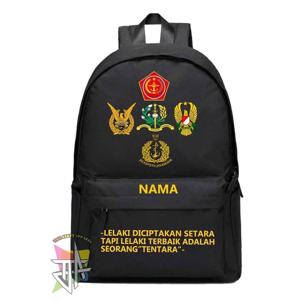 Tas Ransel Pria TNI / Tas Ransel Keluarga Tni  /  Backpack Ransel Tentara Bisa Custom Logo / Tulisan