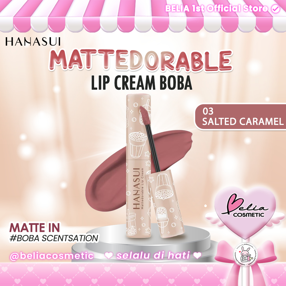 ❤ BELIA ❤ Hanasui Mattedorable Lip Cream Boba 03 Salted Caramel | Velvet Matte Finish Long Lasting